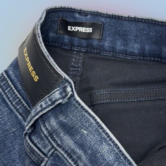EXPRESS Women’s 00 SKYSCRAPER Split Bottom Blue Jeans - Picture 5 of 5